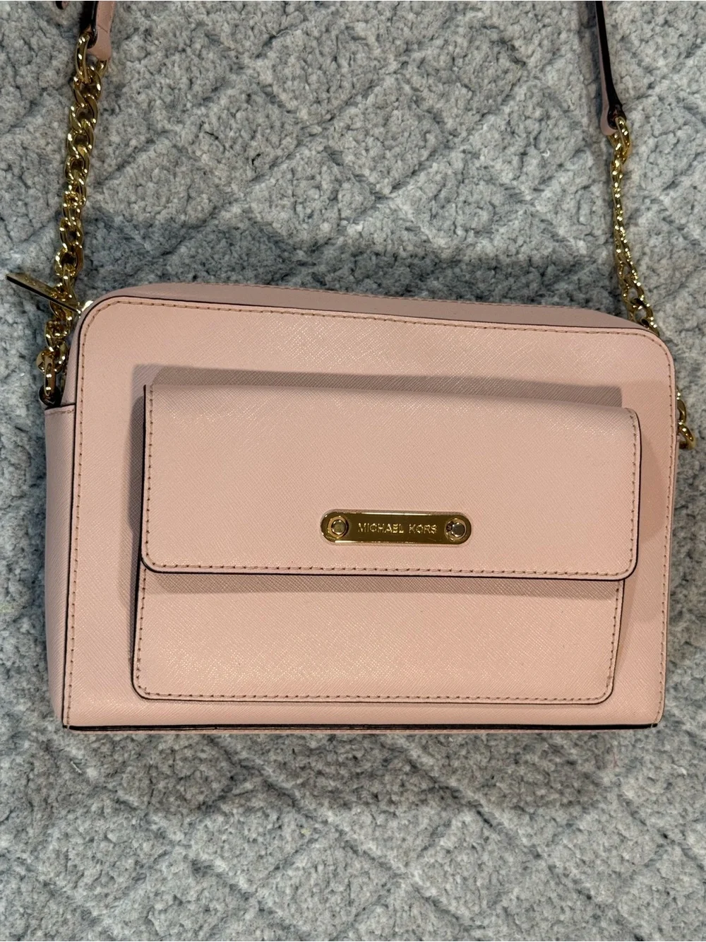 Michael Kors Blush Pink Leather Chain-Strap Crossbody